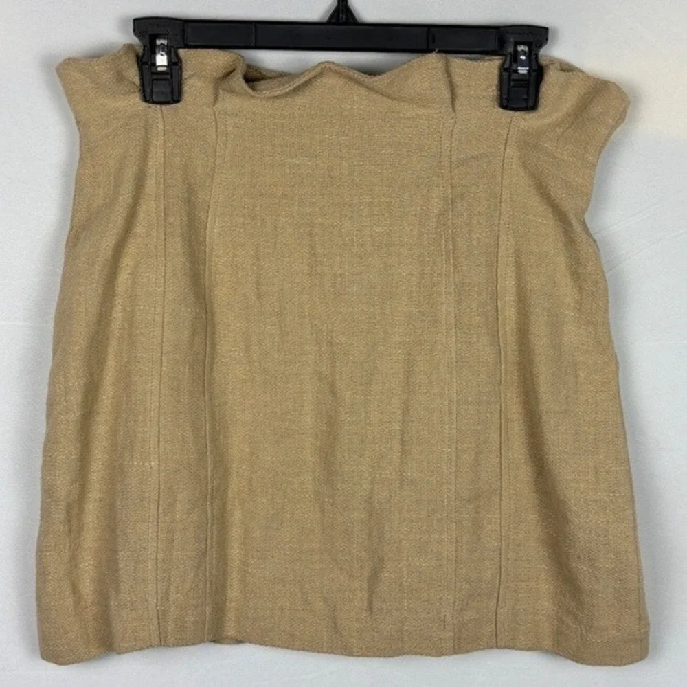 FRNCH Paris Women's Button Up Mini Skirt Sz M Linen Cotton Lined Preppy Academia